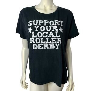 Support Your Local Roller Derby Graphic Tee Black Size LG